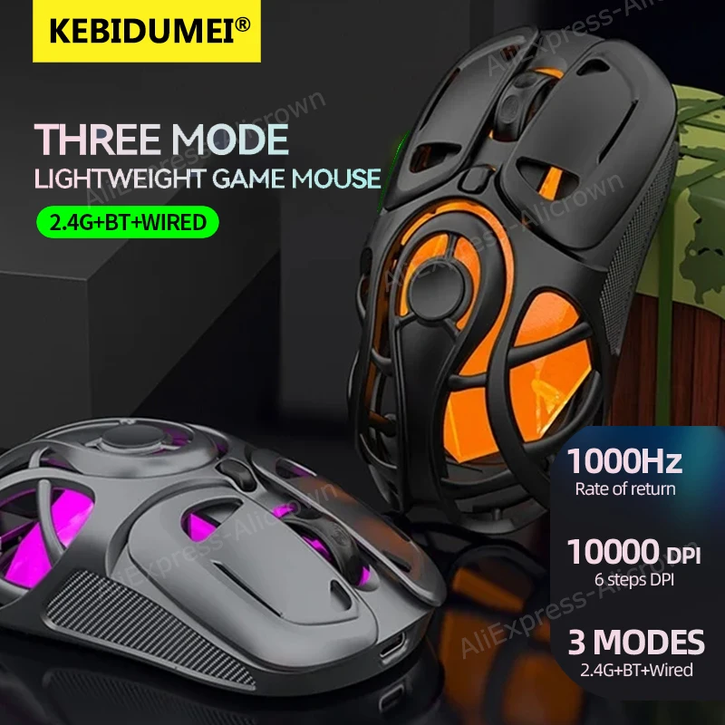 

X10 10000 точек на дюйм Bluetooth Беспроводная мышь Трехрежимная 2,4G/BT/проводная игровая мышь RGB Полые перезаряжаемые мыши Ноутбук ПК Игровой контроллер