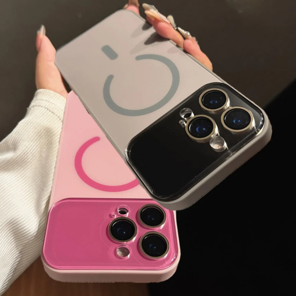 Popular Candy Color Large Window Shockproof Case For iPhone 17Air 16 15 14 13 12 Pro Max Wireless Charging Fall Prevention Cover