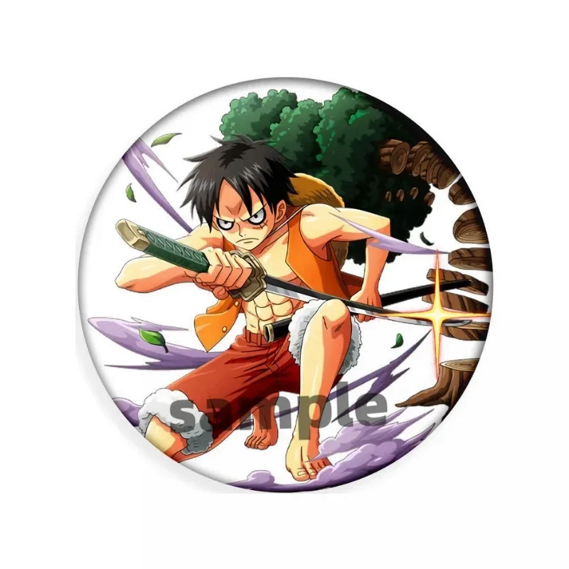 Cartoon Badge One Piece Luffy Zoro Nami Usopp Chopper Anime Round Tinplate Pendant Student Bag Decoration Couple Birthday Gift