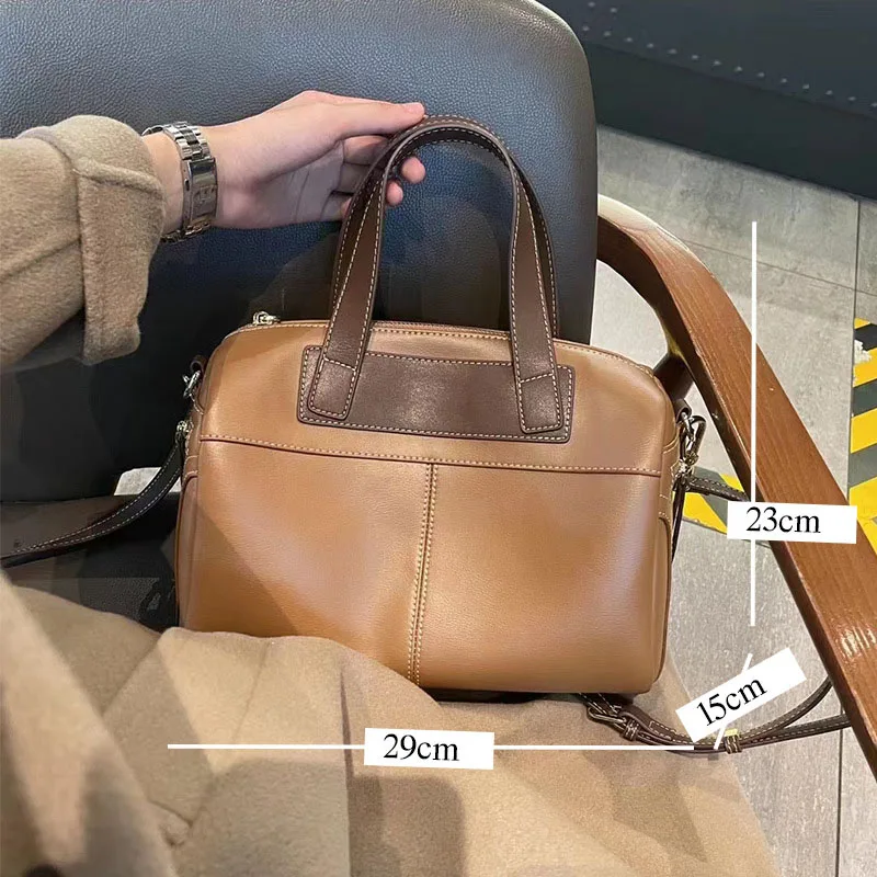 Borse a tracolla in pelle spaccata da donna di moda borse a tracolla da donna con urto di colore di grande capacità borsa da viaggio semplice da