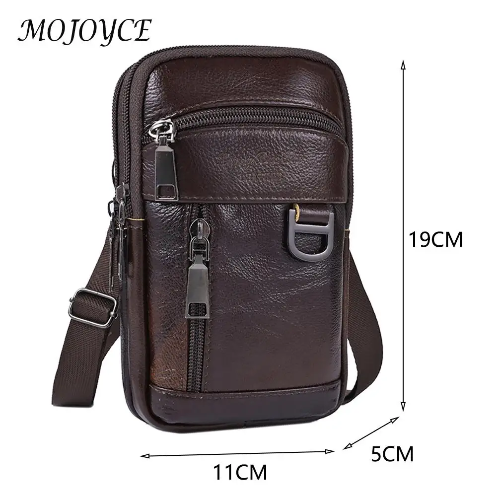 Vintage Men Cowhide Leather Shoulder Crossbody Bag Waist Fanny Pack Male Belt Bum Bag For Travel Casual Phone Messenger Handbags