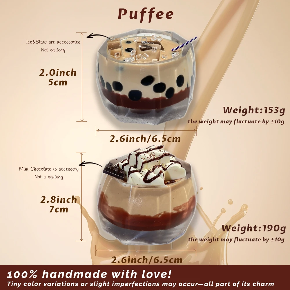 Bubble Milk tea Food-grade Silicone Squishy Toy, Marshmallow Hot Cocoa, Creamy Soft Adhesive Toy, Taba Squishy, Boba Drinks