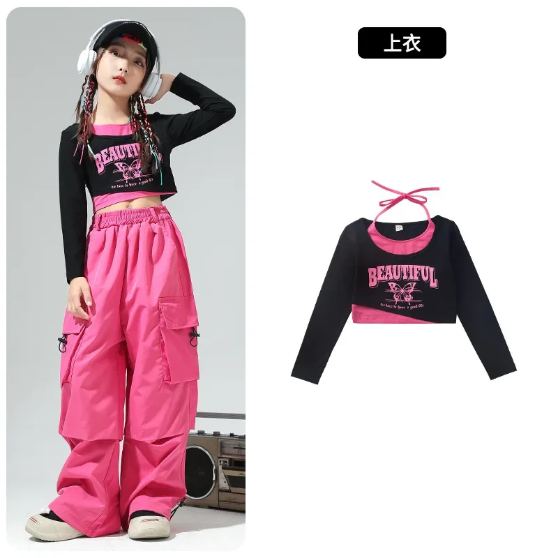 Chemise et pantalon de salle de Rhpour filles, vêtements de scène de danse jazz, vêtements de danse pour enfants, olympiques de performance, olympiques de phtalus Hip Hop pour enfants