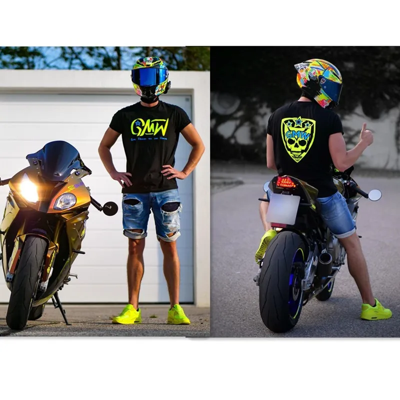 

Summer GMW Motorcycle T-shirt Ins Style Skull Print Sweat Wicks Breathable Men's and Women's Motorcycle T-shirts