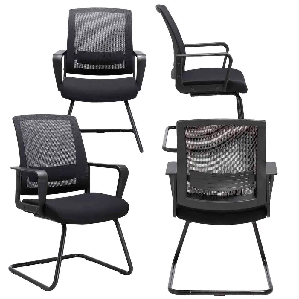 

Waiting and Guest Chairs for Conference Room with Lumbar Support and Mid Back Mesh Space Air Grid Series Black 4 Pack