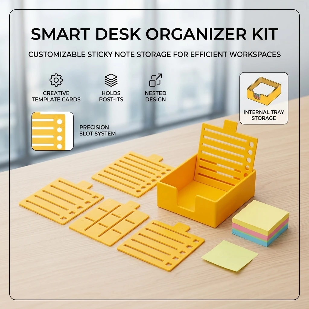 Schreibtisch-Organizer für Haftnotizen und Memos Umweltfreundlicher Kunststoff Kompaktes Design für Büro und Zuhause