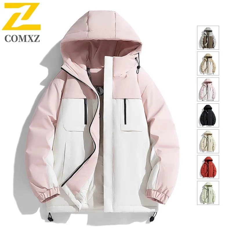 سترة مبطنة للرجال للمغامرة الخارجية من COMXZ، سترة كلاسيكية بغطاء للرأس مقاومة للرياح، سترة دافئة بنمط يومي، سترات شتوية جديدة مريحة
