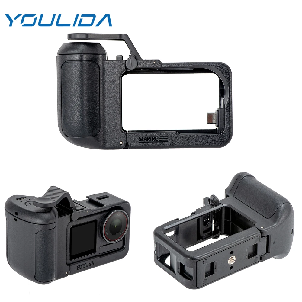 For DJI Action 5 Pro Extension Battery Grip Photography Street Hand Grips Expansion Frame Rabbit Cage For DJI Action 4 3 Camera