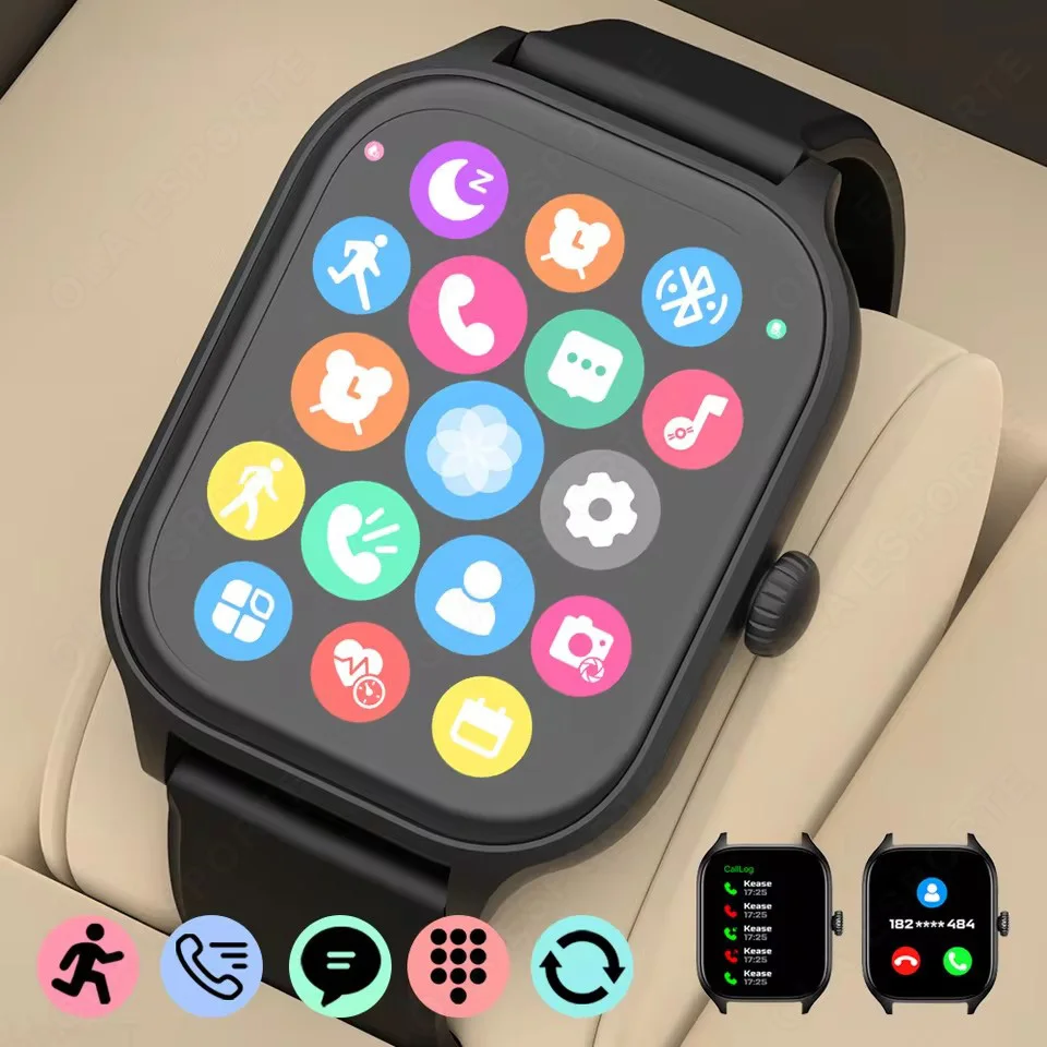 

Умные часы для Android и IOS, 2,01-дюймовый HD-дисплей, Bluetooth, уведомления о звонках и сообщениях, музыка, спортивный режим, смарт-часы для мужчин и женщин, подарок