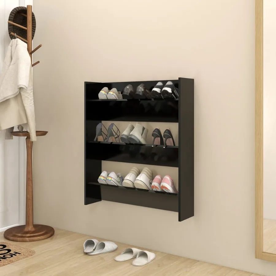

Wall Shoe Cabinet Black 31.5x7.1x35.4 Engineered Wood