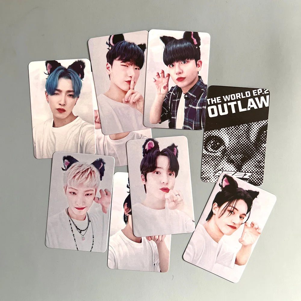 

Kpop ATEEZ 9th Mini Album THE WORLD EP.2 OUTLAW Photocard Double Sides Printing Coated LOMO Card Yunho San Migi Fans Collection