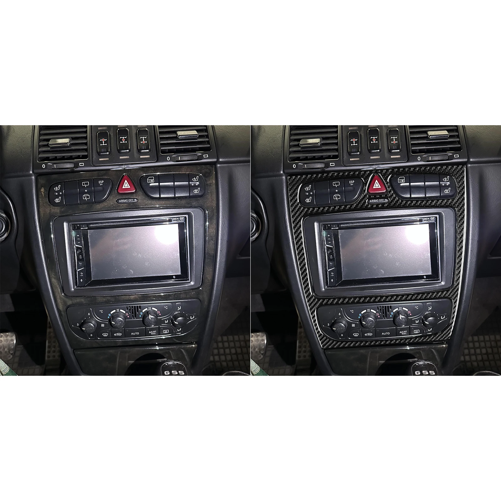 For Benz G-Class W463 G500 G55 2004-2008 Carbon Fiber Navigation display radio panel Car Interior Accessories Decorative Sticker