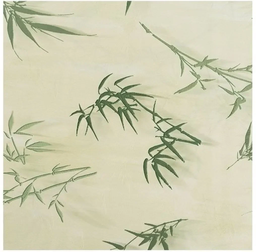 

Зеленая бамбуковая ткань с принтом листьев и растительными узорами для традиционного китайского Cheongsam, Hanfu и креативного дизайна одежды.