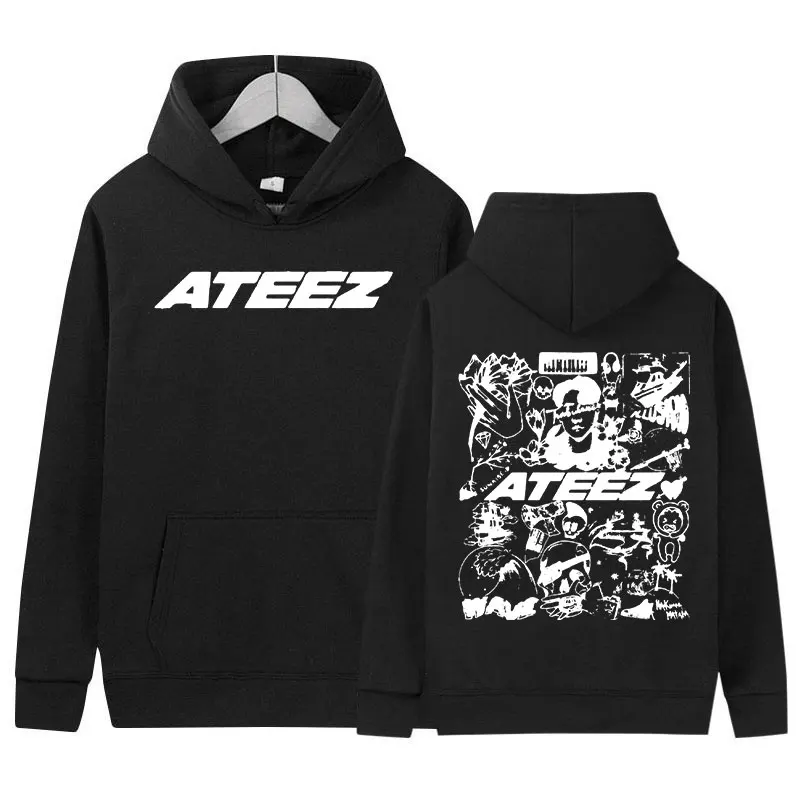 Ateez-男性と女性の韓国のバンド音楽アルバムプリントパーカー、カジュアルkpop服、スウェットシャツ、ヒップホッププルオーバー、特大のパーカー、ファッション