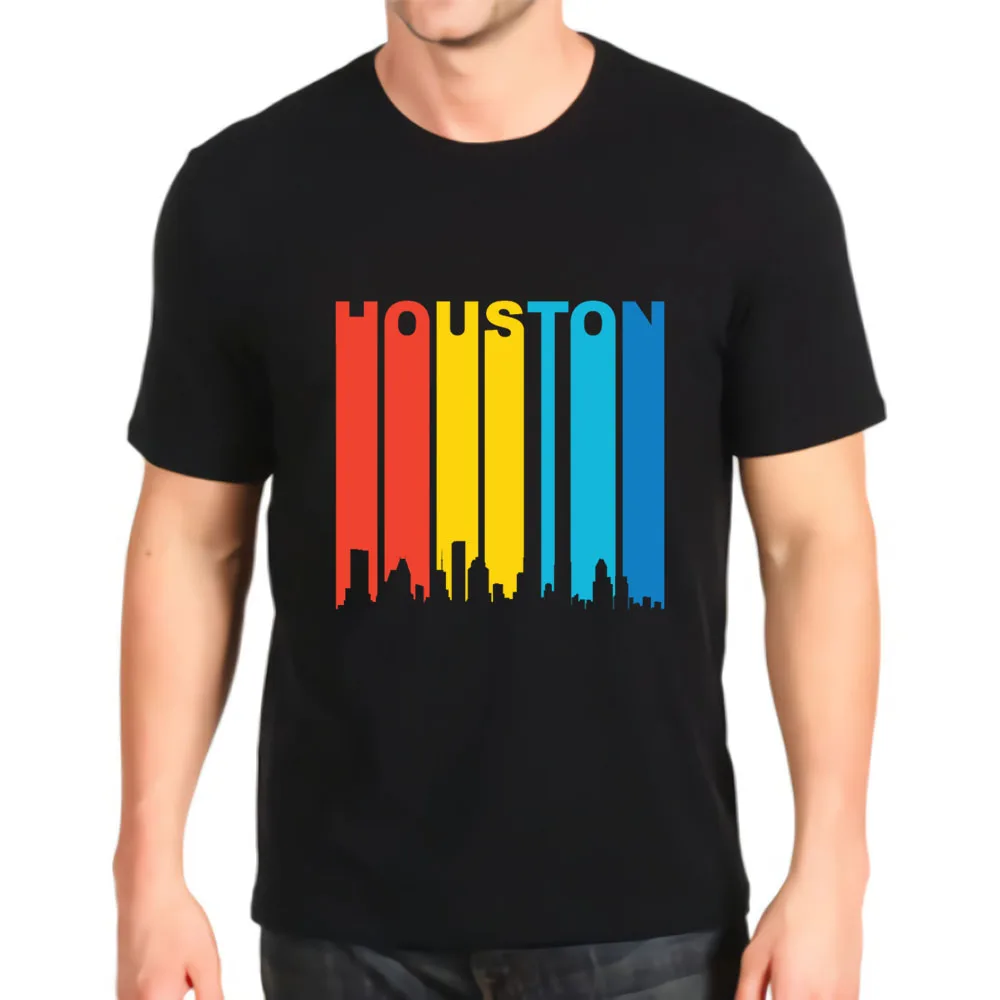 Graphic new t shirt retro 1970s houston texas skyline shirt heather prism best seller Top mens harajuku anime T-shirt