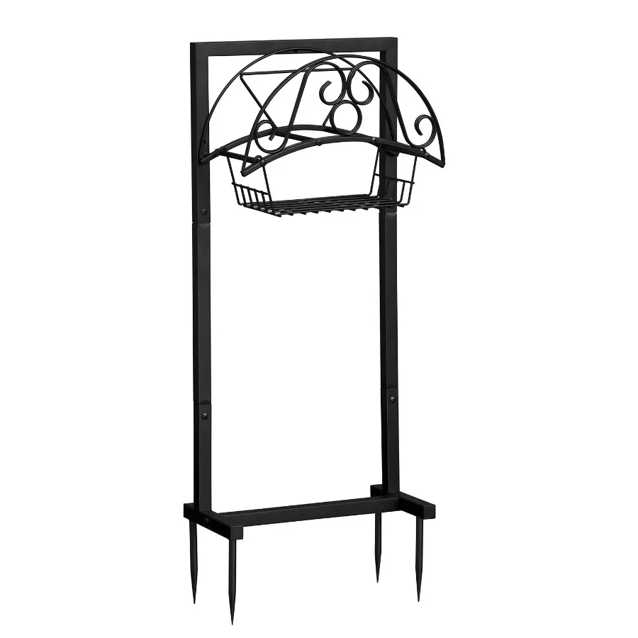 

Усиленная разборная подставка для садового шланга с корзиной для хранения, 15.8D x 8W x 39.4H, улучшенная стойка для шланга, уличная стойка для хранения