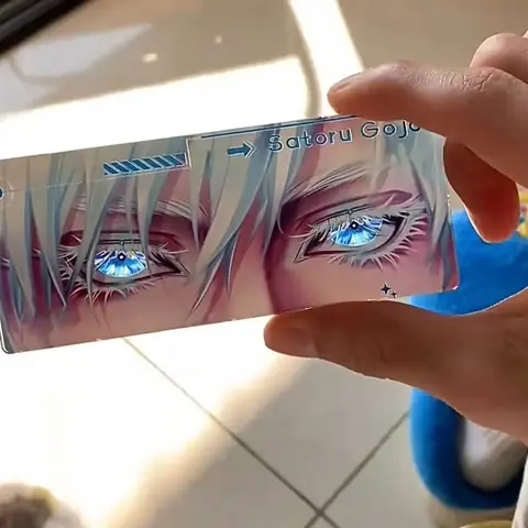 만화 그림 Satoru Gojo 빛나는 눈 키 체인 투명 카드 펜던트 애니메이션 Jujutsu Kaisen 아크릴 배낭 액세서리 선물