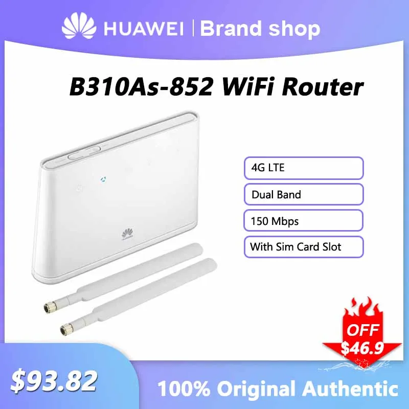 

Original Unlocked HUAWEI B310As-852 WiFi Router 4G LTE 150 Mbps Dual-Band Network Signal Repeater Modem 4G Wi-Fi Sim Card