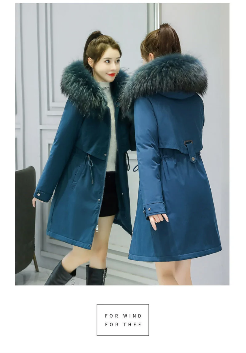 New Winter Jacket Women's Parkas Thick Warm Fur Lining Long Parka Female Hooded Padded Coat Outwear Female Windbreakers 6XL