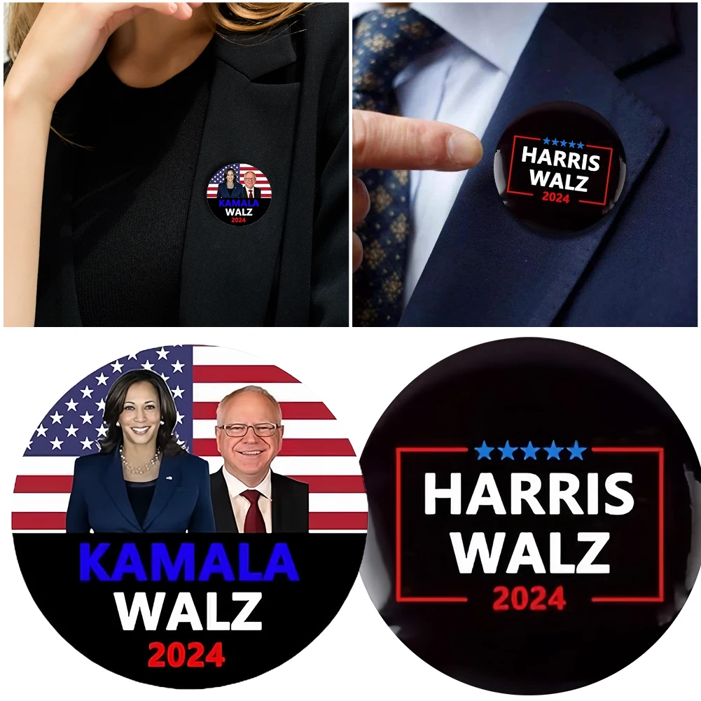 Kamala Harris Tim Walz Brooch Decor Harris Walz 2024 President Pins Kamala Harris Walz 2024 Collar Brooch