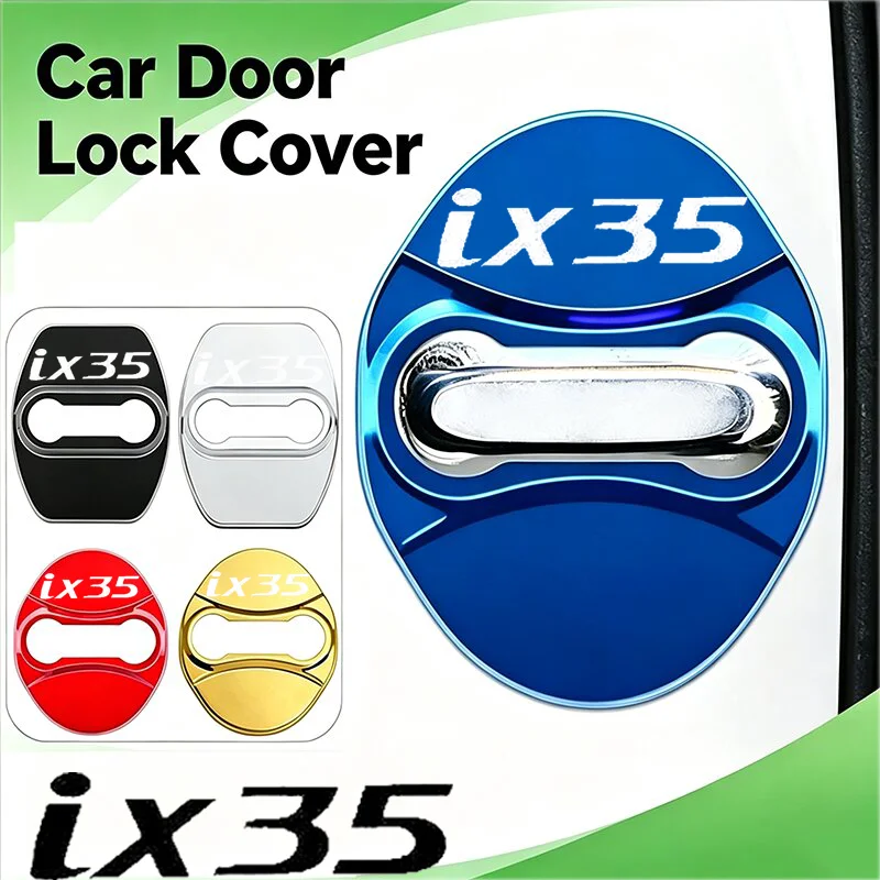 4PCS Metal Car Door Lock Cover Protective Buckle Stickers for Hyundai ix35 Logo 2018 2019 Auto Anti Rust Case Shell Accessories