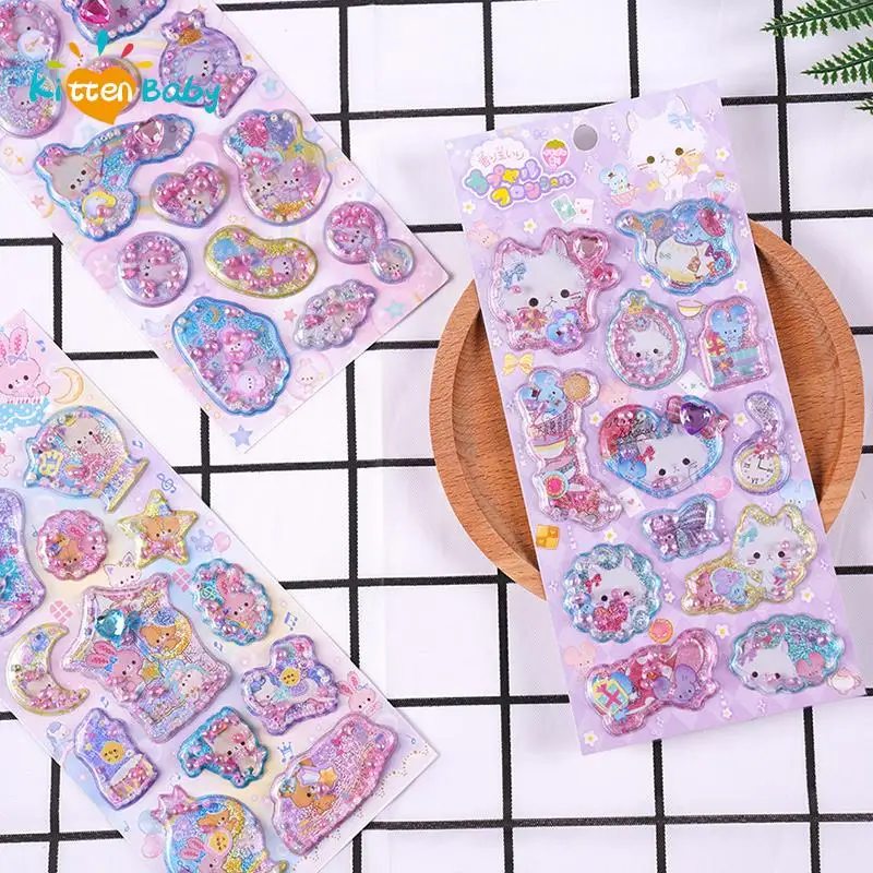 Kawaii Rabbit Little Pearl Decorative 3D Stickers Scrapbooking Diy Journaling Cute Stationery Diary Sticker Ablum Prizes Gift