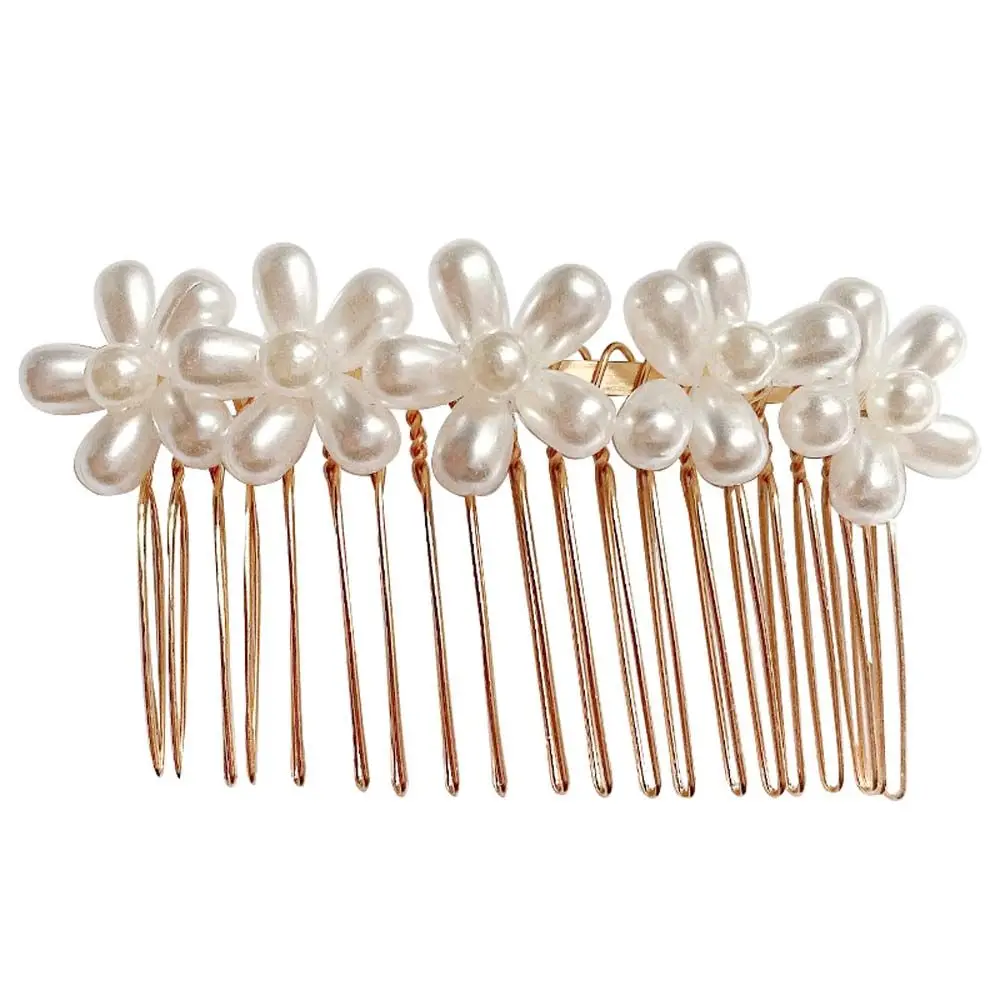 

Elegant Arylic Girl's Gift Hair Accessories Imitation Pearl Hair Claw Crystal Hair Clip Children Flower Hairpin Kids Hair Comb