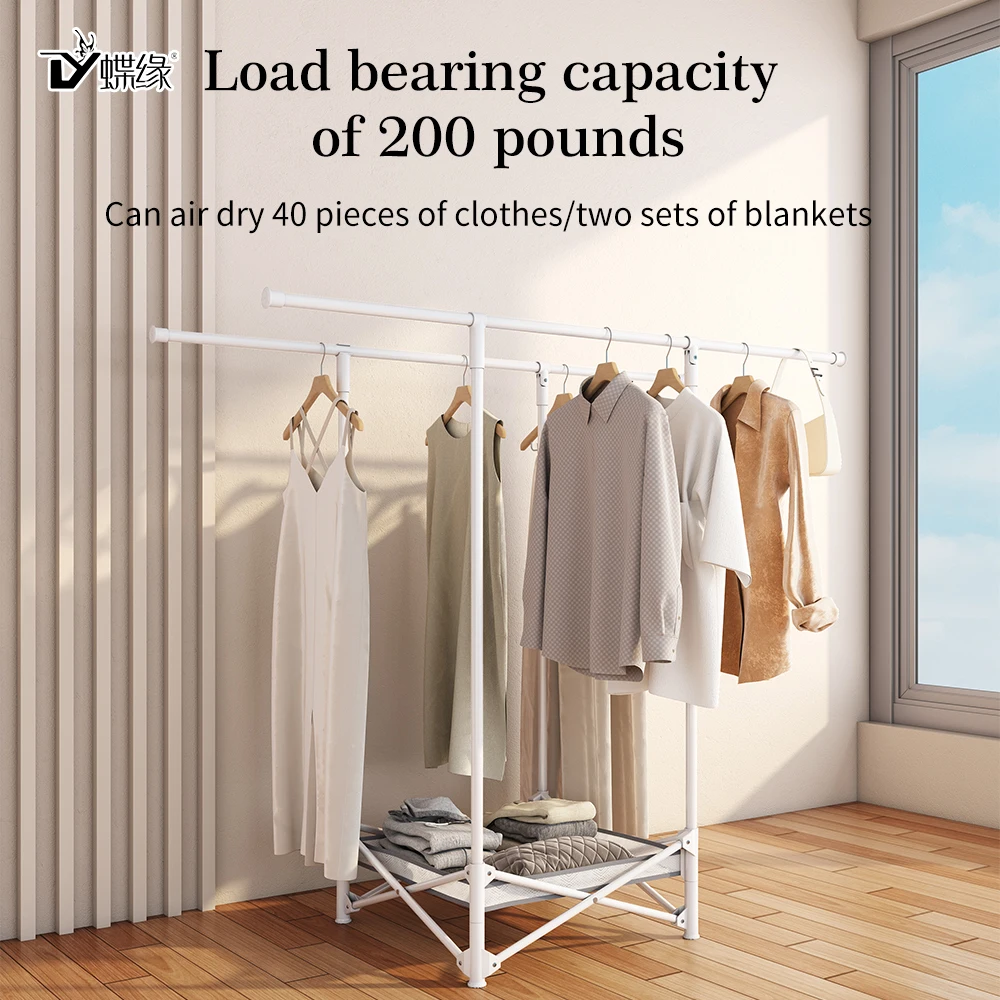 

Hight Quality Design Carbon Steel Clothes Drying Rack Foldable Floor Standing Laundry Hanging Balcony Bedroom Drying Rack White