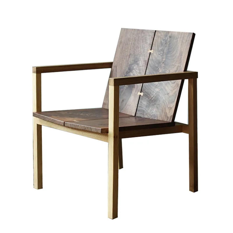 Armchair Reading Casual Backrest Nordic Modern Simple White Oak Black Walnut New Chinese Solid Wood