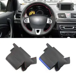 For Renault Megane 3 Kangoo 2 Grand Scenic Fluence (ZE) Samsung SM3 Car Steering Wheel Cover Microfiber Leather Protective Trim