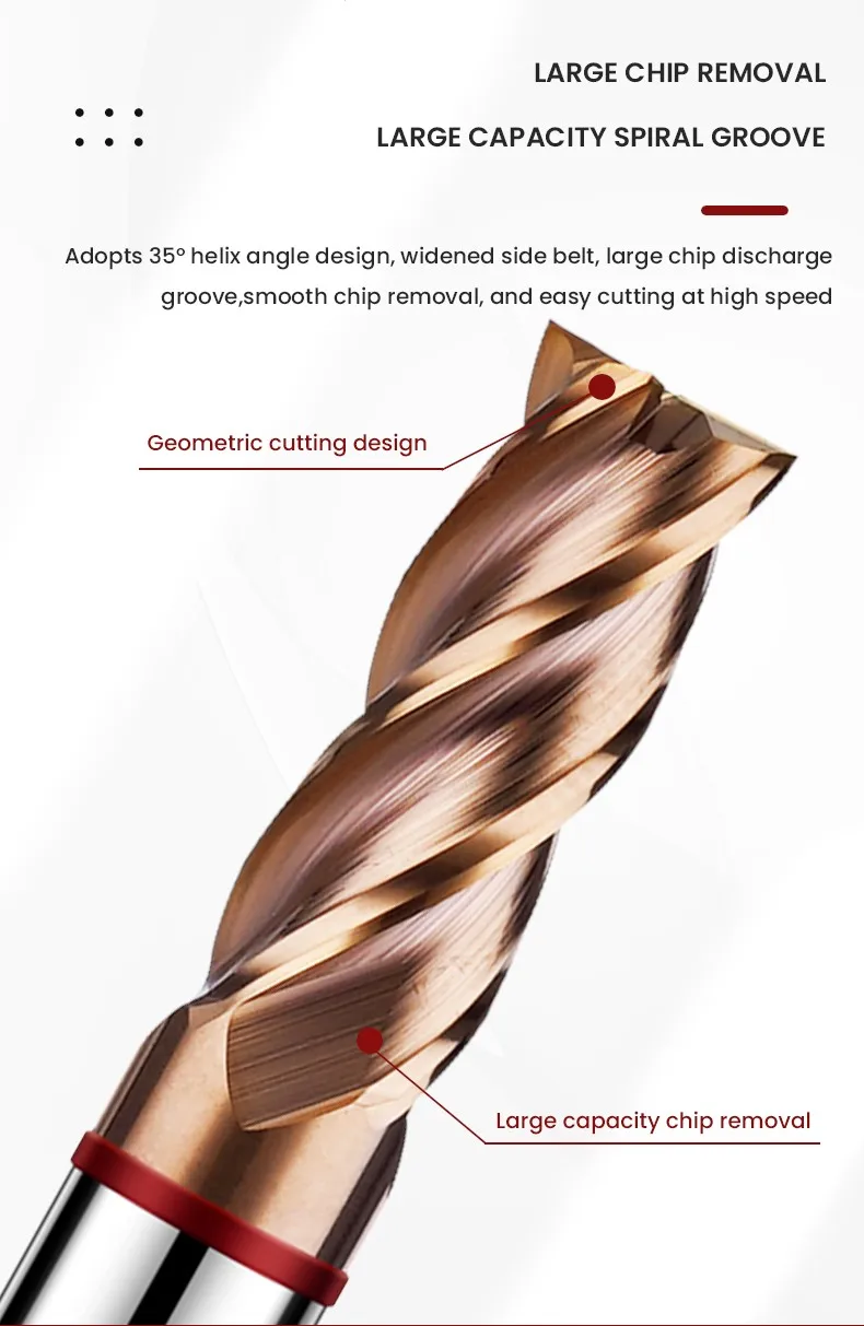 AZZKOR 1-20MM TGR-HRC55 Hartmetall 4-Schneiden Nano-Beschichtung Flachfräser CNC Mechanische Bearbeitung Fräswerkzeuge – Detail 8
