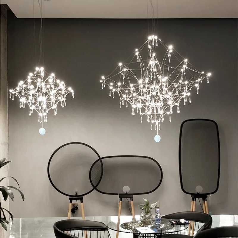 

Light Cube Crystal Chandelier Post-Modern Duplex Building Bedroom Dining Room Gypsy Star Firefly Light Luxury Villa