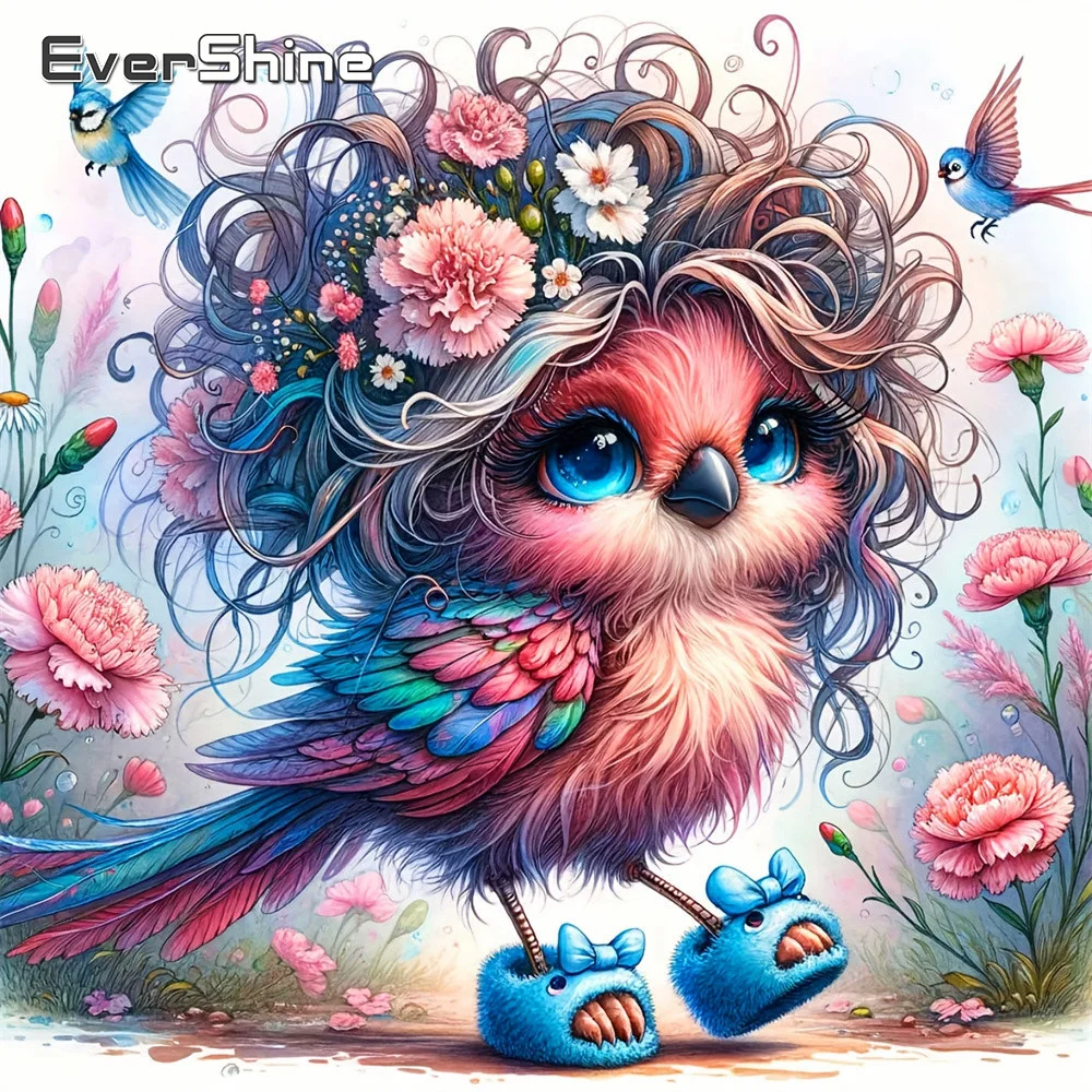 Evershine Voll-Diamant-Stickerei, Tierbild aus Strass, Malerei, Vogel, Mosaik, Chrysantheme, DIY, Kindergeschenk