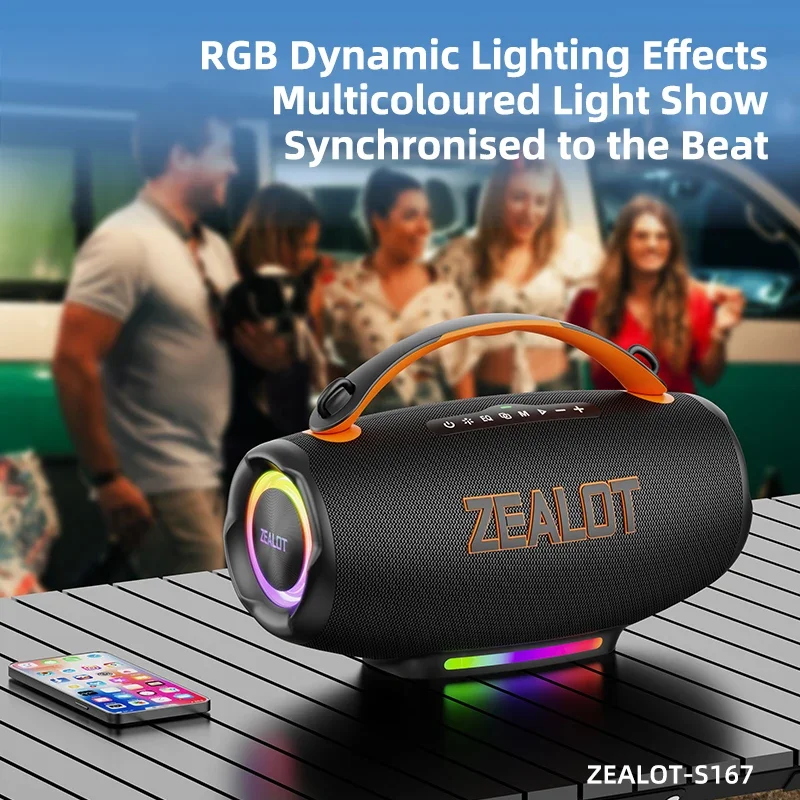 ZEALOT-S167 Tragbarer Bluetooth-Lautsprecher 100 W StormBox Blast Outdoor-Wireless-Lautsprecher IPX6 Wasserdichter Party-Camping-Lautsprecher 12 Stunden