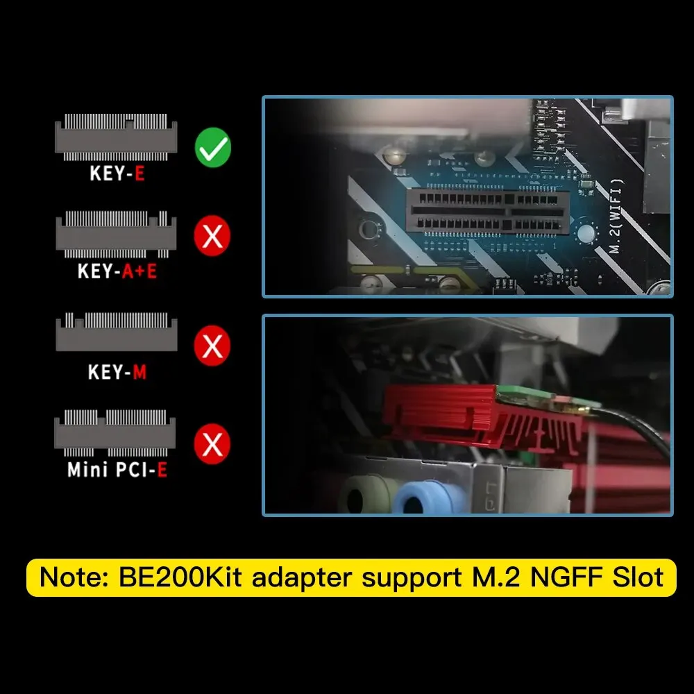 FENVI-Adaptateur sans fil pour antenne de bureau, WiFi 7, BE200 M.2, carte réseau NGFF, 2.4G, 5G, 6GHz, BTAllemands, 8774Mbps, BE200NGW, P1 10/11