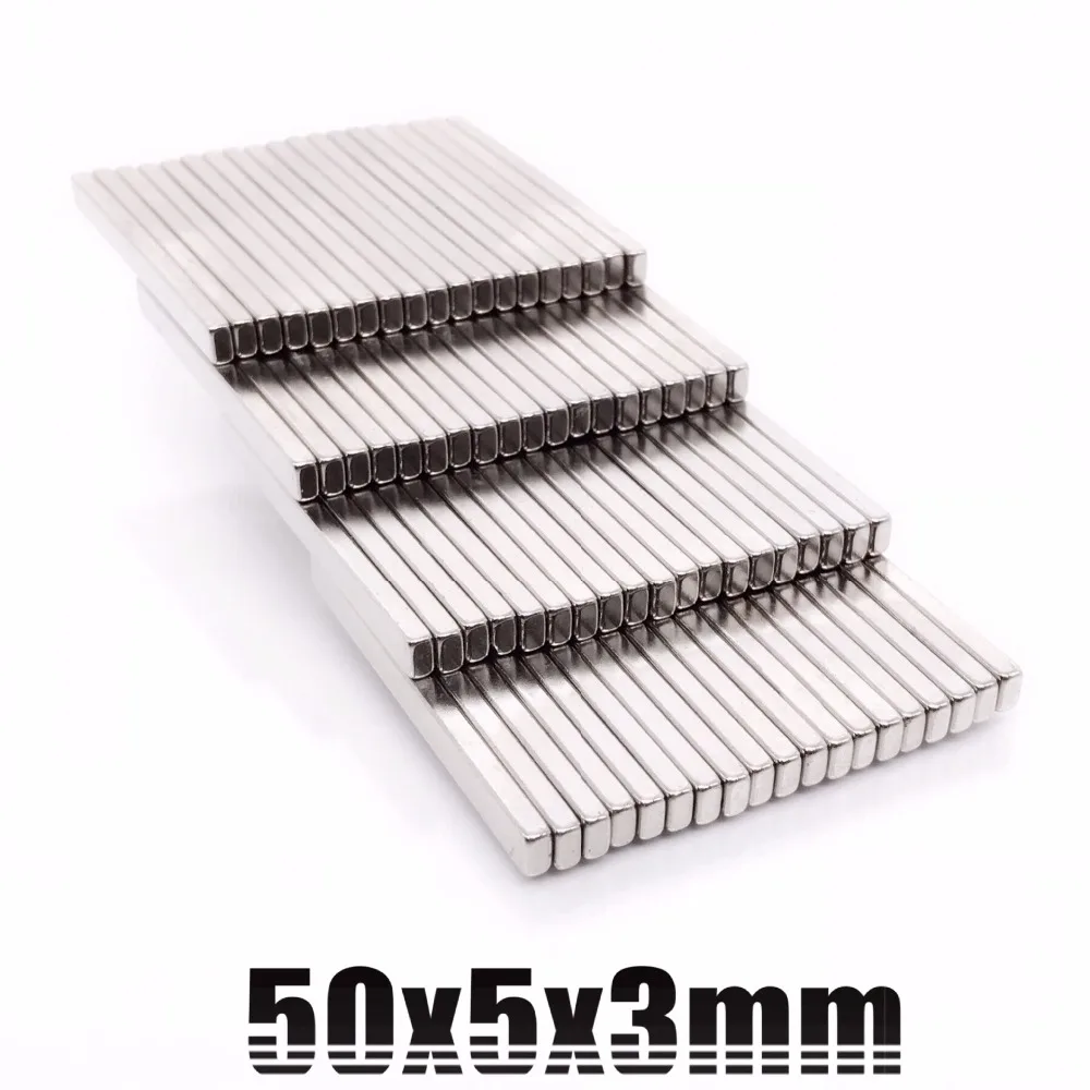 2-100 sztuk 50x5x3 na silny prostokątne magnesy neodymowe blokowe 50mm x 5mm x 3mm N35 ziem rzadkich NdFeB prostokątny magnes prostopadłościanu