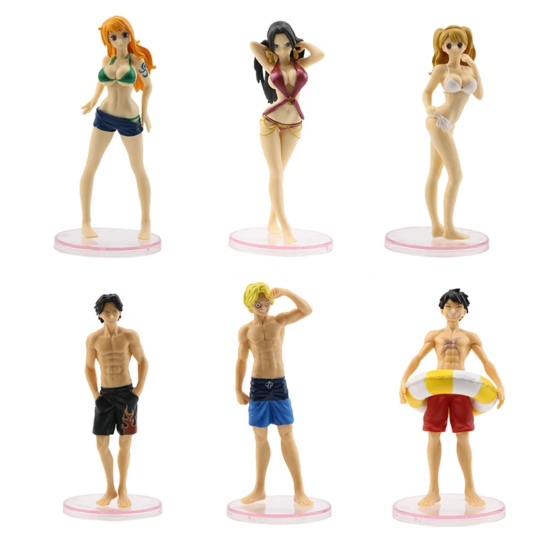 Anime One Piece Figures Sanji Buckwheat Mask Nami Action Figures Swimwear PVC Collection Model Toys Birthday for Children Gifts