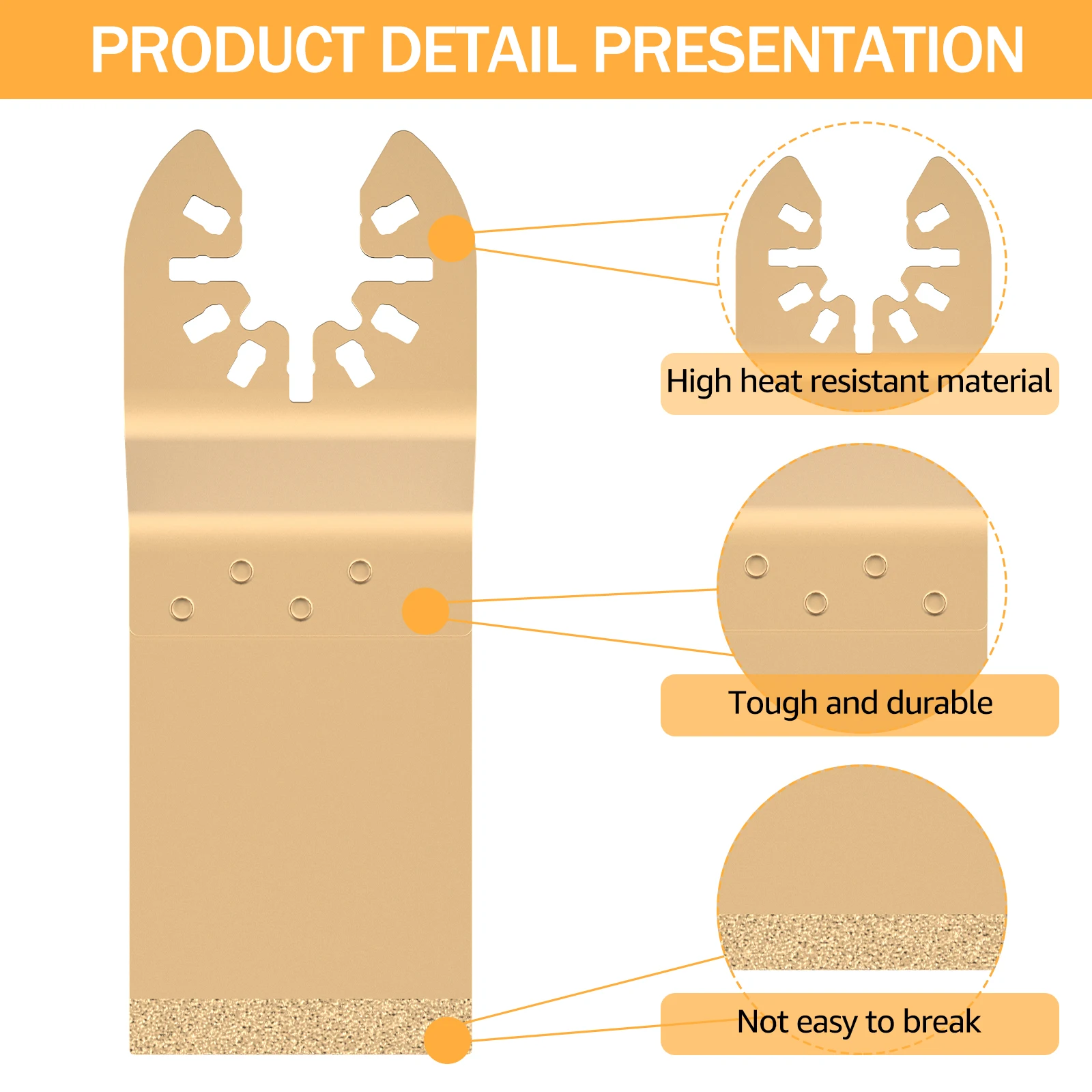 4Pcs Diamond Carbide Oscillating Saw Blade Set Quick Release Mixed Oscillating Multi Tool Blade Universal Semi Circle Triangle