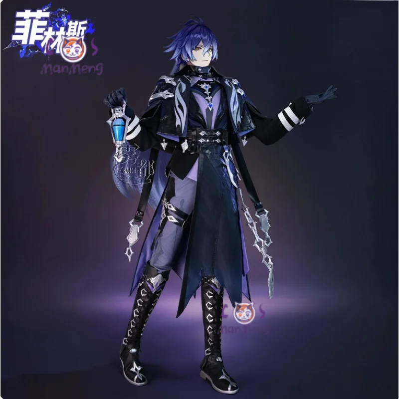 Game Genshin Impac Kyryll Chudomirovich Flins Cosplay Costume Wig shoes coat gloves prop Halloween carnival men full set suit view 2