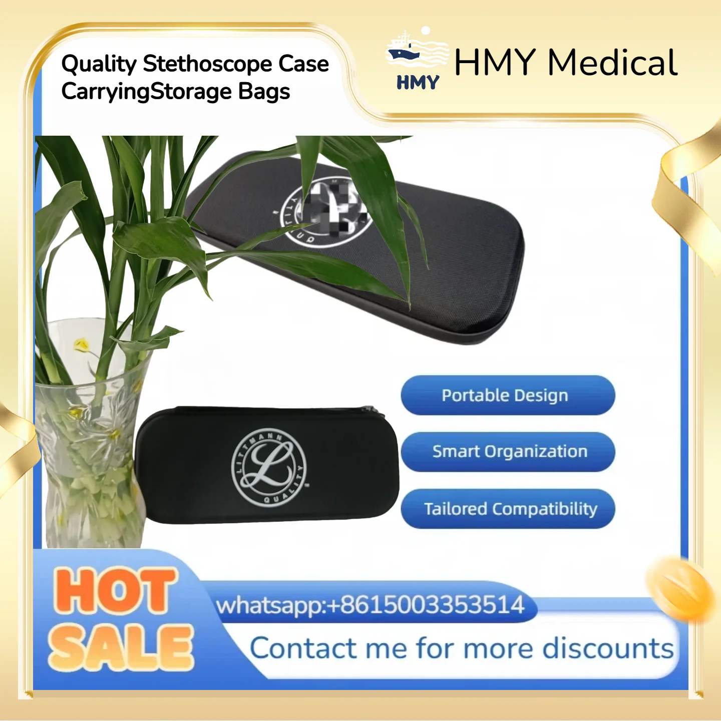 

Protective Carrying Pouch with Foam Lining, Medical Diagnostic Tools Storage Organizer，Classic IV Stethoscope Hard Case