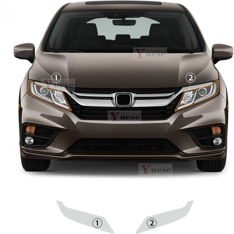 For Honda Odyssey 2018-2020 2 Pcs Car Headlight Protective Film Transparent Smoked Black TPU Sticker
