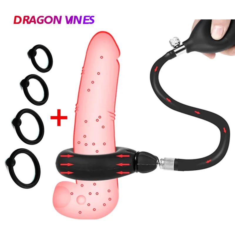 Inflatable Penis Ring Detachable Silicone Cock Ring For Man Delayed Ejaculation Exercise Adult Sex Toy For Men Scrotum Lock Ring