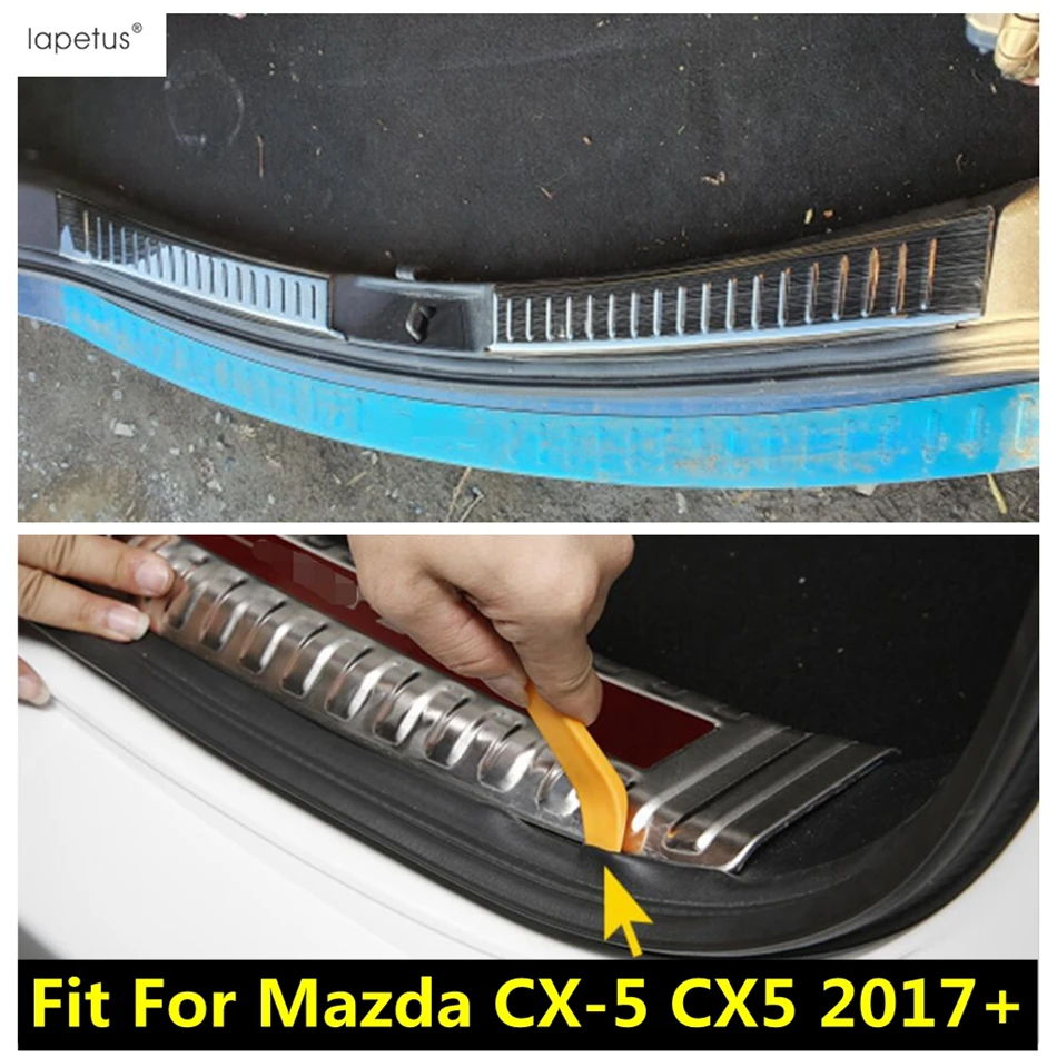 

Rear Trunk Bumper Foot Plate Door Sill Guard Protector Cover Trim Fit For Mazda CX-5 CX5 2017 - 2023 Stainless Steel Accessories