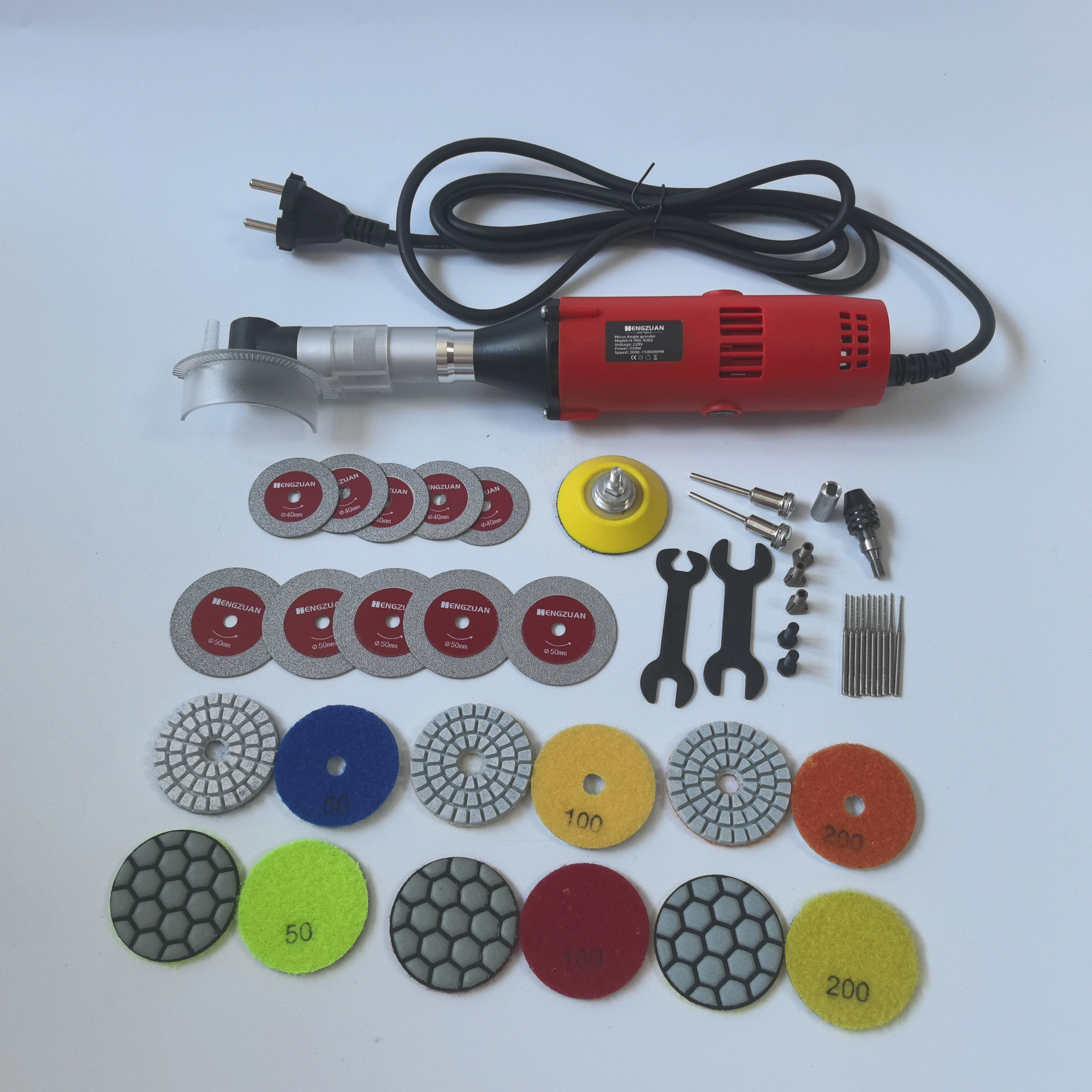 Professional Micro Angle Grinder Long Neck Electric Elbow Grinder for Stone Cutting Tile Seam Cleaning with 90-Degree
