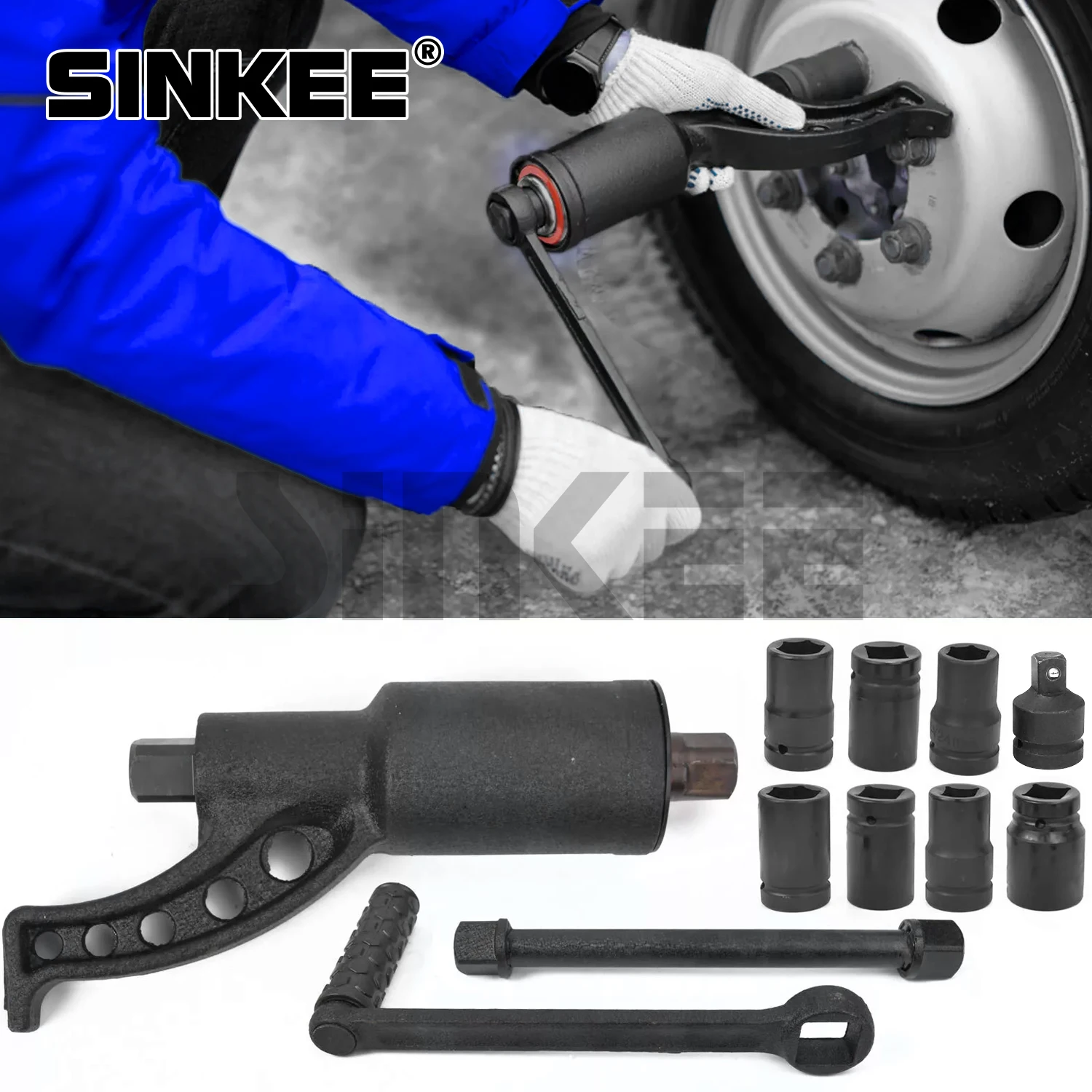 Truck Tyre Hand Torque Multiplier Wheel Lug Nut Wrench Sockets Labor Saving Wrench Tire Repair Tool Set
