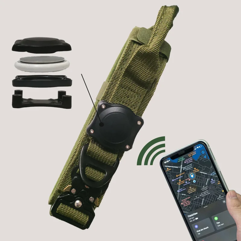 Tactical Apple AirTag Dog Collar, Durable Nylon Tracking Collar for Medium & Large Dogs view 2