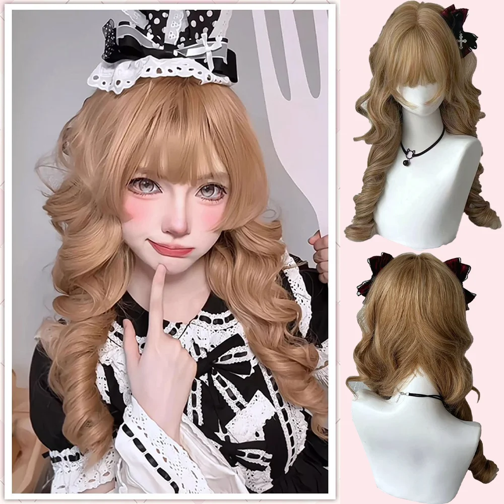 شعر صناعي مجعد روماني مقاس 22 بوصة، مناسب للنساء، شعر مستعار لوليتا للعب الأدوار اليومي، حرير بروتين عالي الجودة #3