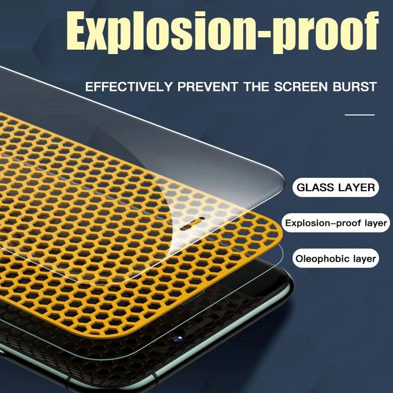 3 قطعة من الزجاج المقسى لهاتف آيفون X Xs Xr 12 13 11 Pro Max Mini 7 8 6 6s Plus SE 2020 واقي شاشة