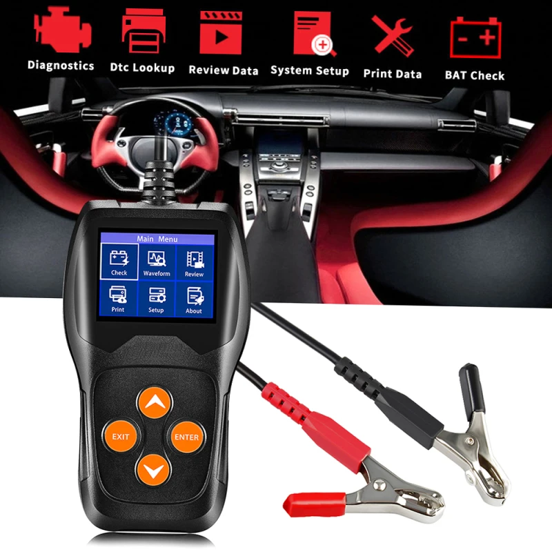 KKMOON Профессиональный тестер автомобильного аккумулятора KW600 100-2000 CCA Amps Автоматический анализ для диагностики акку...