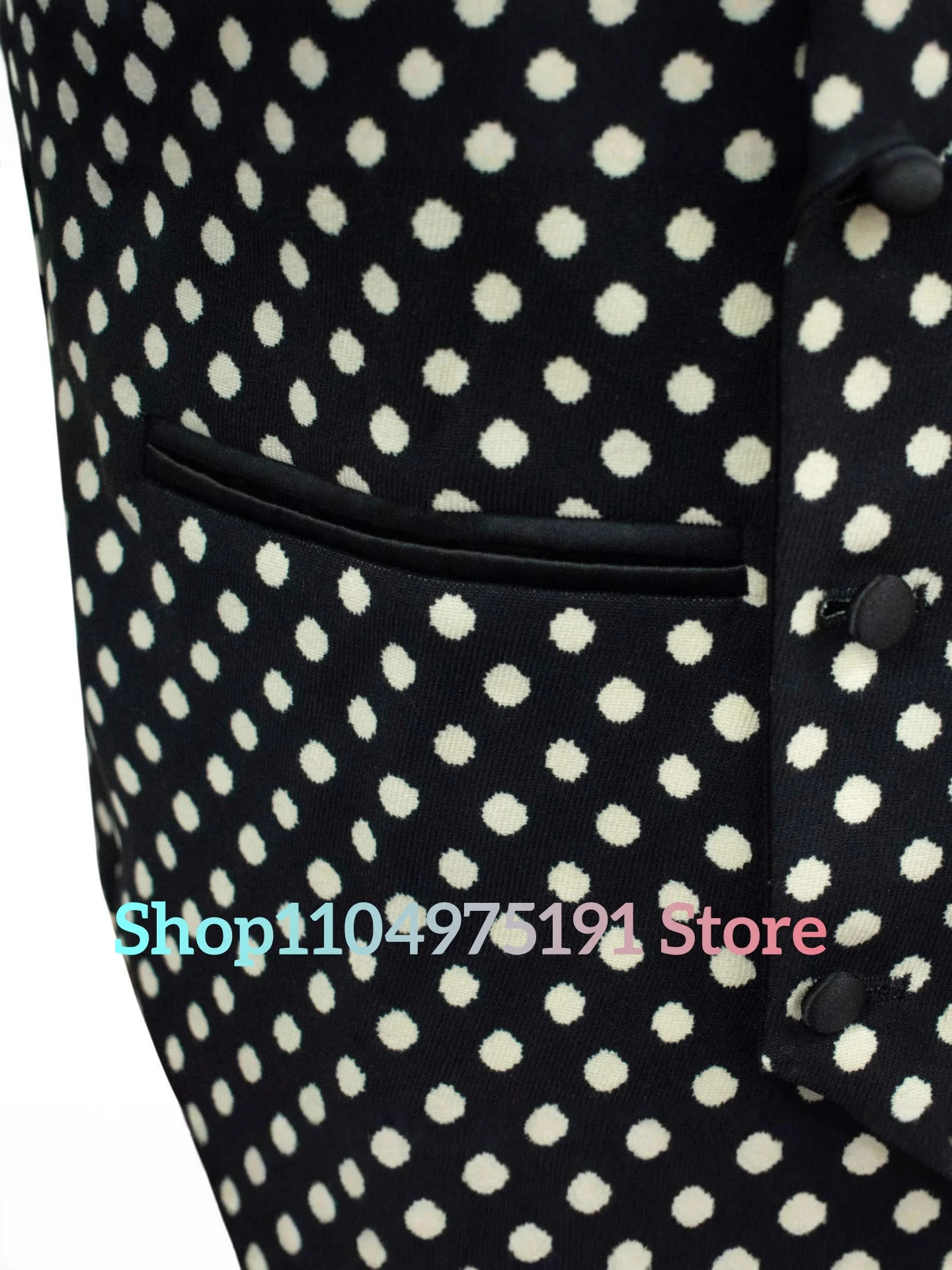 Casual business dinner slim suit, Temperament polka dot single-breasted men's suit.3-piece Men's Suit (Blazer+Vest+Pants )